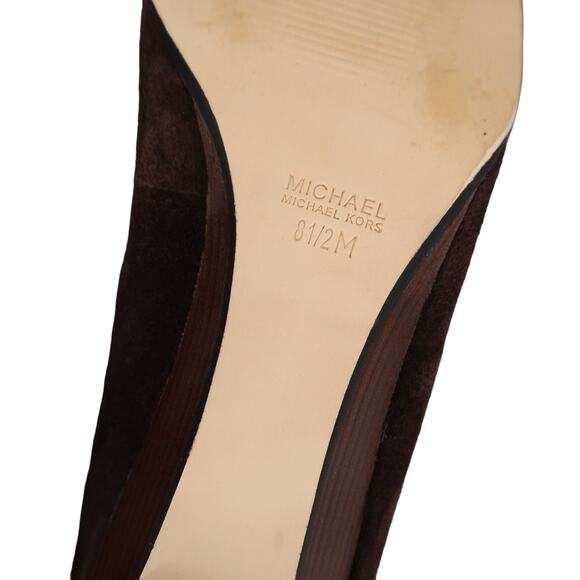 Michael Kors Shoes Women 8.5 Wedge Pump Leather Fashion Ballet Flat Brown Buckle - Picture 13 of 14